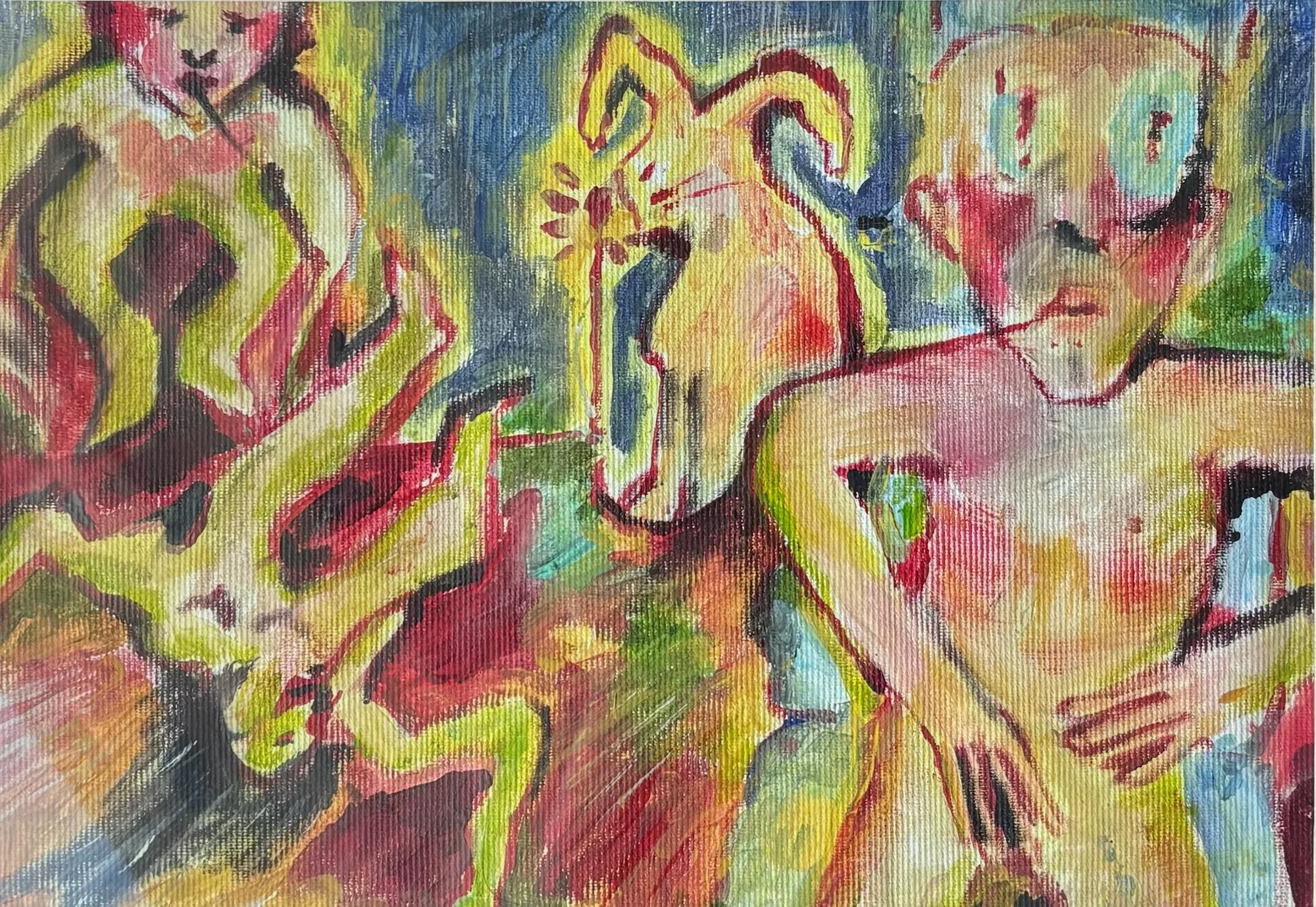 Die Arbeit „Chor“ in Öl auf Leinwand, Querformat.