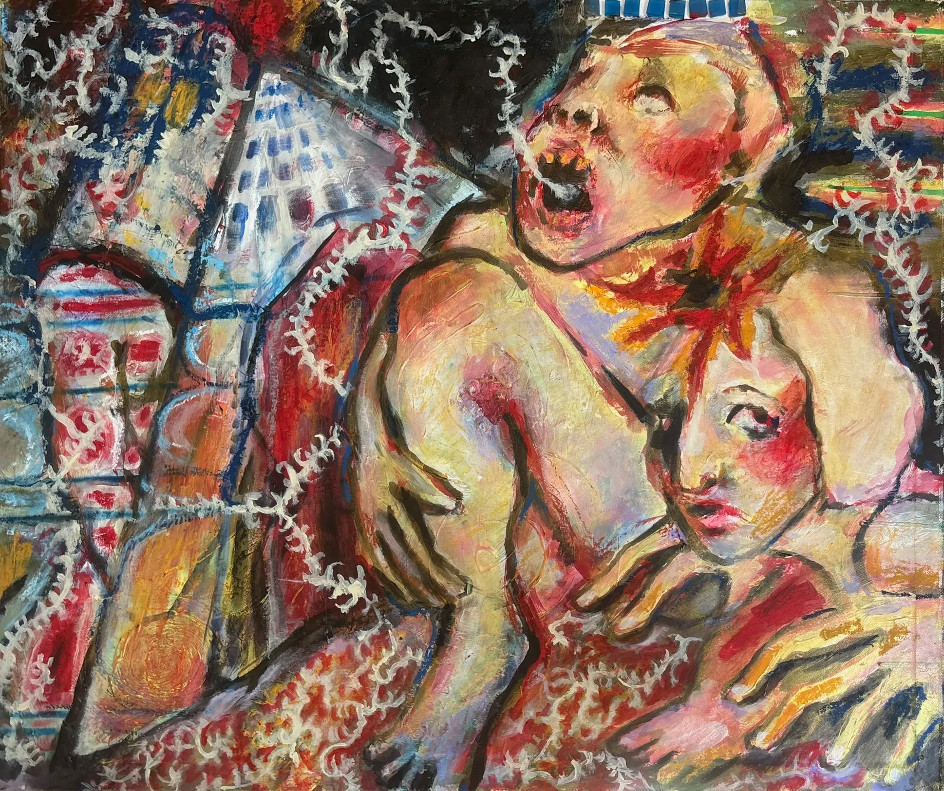 Die Arbeit „Spitze“ in Öl auf Leinwand, Querformat.